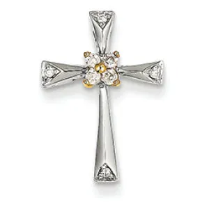0.1 Carat 14K Gold Two-tone Diamond Cross Pendant