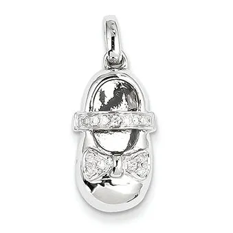 0.1 Carat 14K White Gold Diamond Baby Girl Shoe Pendant
