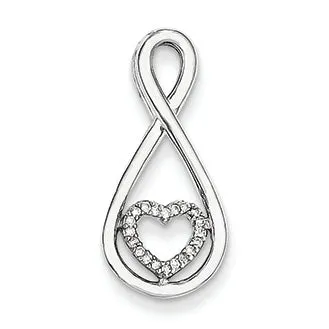 0.1 Carat 14K White Gold Diamond Heart in Teardrop Fashion Pendant