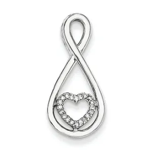 0.1 Carat 14K White Gold Diamond Heart in Teardrop Fashion Pendant