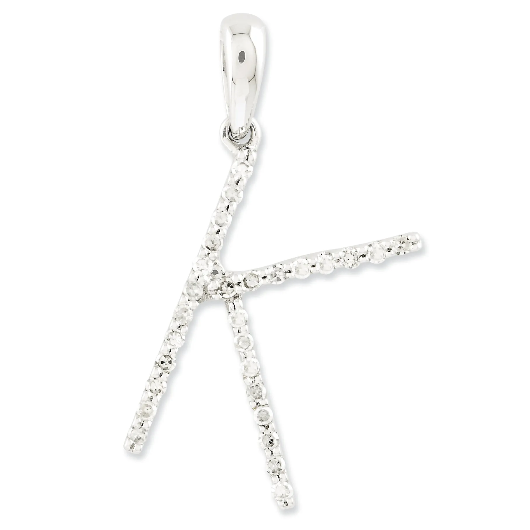 0.1 Carat 14K White Gold Diamond Initial K Pendant