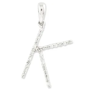0.1 Carat 14K White Gold Diamond Initial K Pendant