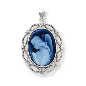 0.1 Carat 14K White Gold Wings of Love Diamonds Cameo Pendant