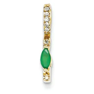 0.2 Carat 14K Gold Diamond and Emerald Pendant