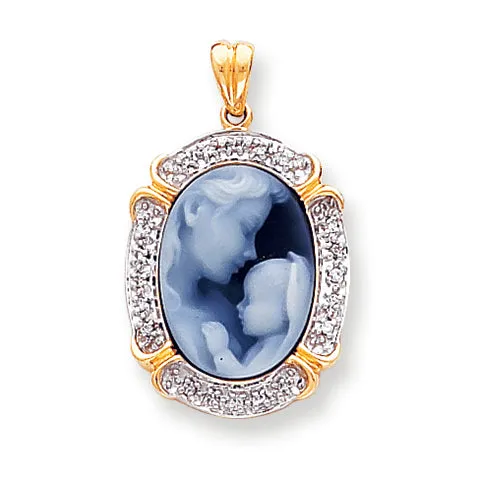 0.2 Carat 14K Gold Heavens Gift Diamond Agate Cameo