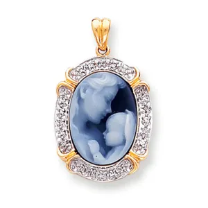 0.2 Carat 14K Gold Heavens Gift Diamond Agate Cameo
