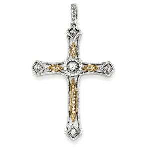 0.2 Carat 14K Gold Two-tone Diamond Cross Pendant