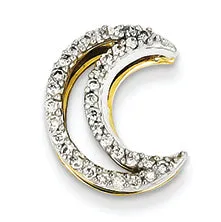 0.2 Carat 14K Gold Two-tone Diamond Moon Slide