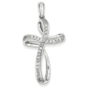 0.2 Carat 14K White Gold & Diamond Cross Pendant