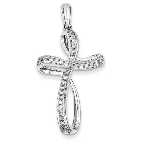 0.2 Carat 14K White Gold & Diamond Cross Pendant