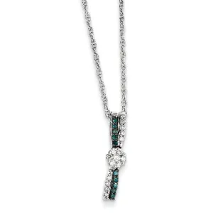 0.2 Carat 14K White Gold w- Blue and White Diamond Pendant
