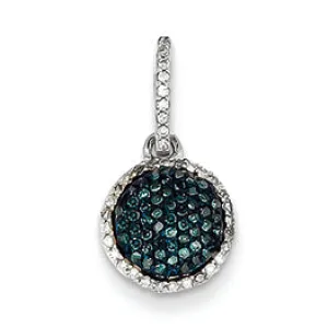 0.2 Carat 14K White Gold White and Blue Diamond Pendant