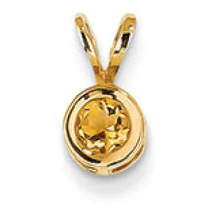 0.3 Carat 14K Gold 4mm Citrine bezel pendant