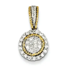 0.3 Carat 14K Gold Two-tone Diamond Circle Pendant