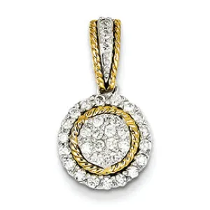 0.3 Carat 14K Gold Two-tone Diamond Circle Pendant