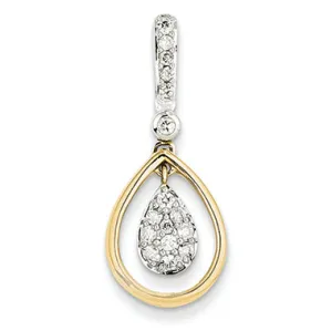 0.3 Carat 14K Gold Two-tone Diamond Dangle Pendant