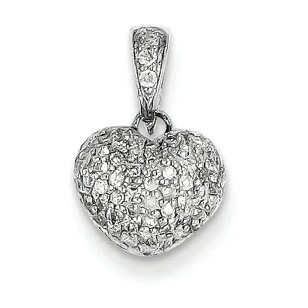 0.3 Carat 14K White Gold Diamond Puff Heart Pendant