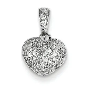 0.3 Carat 14K White Gold Diamond Puff Heart Pendant