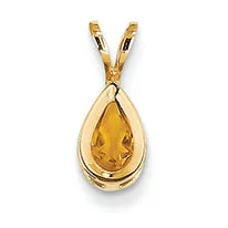0.4 Carat 14K Gold 6x4mm Pear Citrine bezel pendant