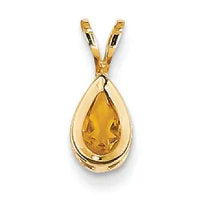 0.4 Carat 14K Gold 6x4mm Pear Citrine bezel pendant