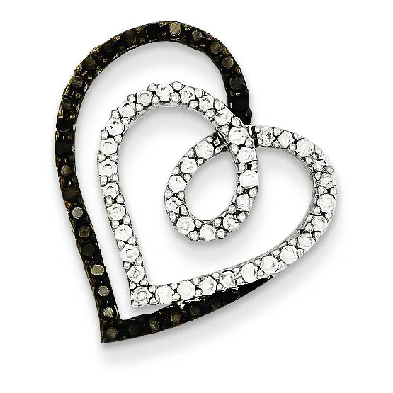 0.4 Carat 14K White Gold Black & White Diamond Heart Pendant