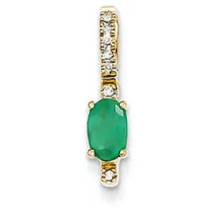0.5 Carat 14K Gold Diamond and Emerald Pendant