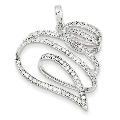 0.5 Carat 14K White Gold Diamond Swirl Heart Pendant