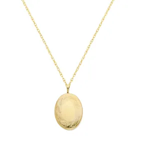 1-20 Gold Filled 20mm Leaf Border Oval Locket