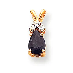 1 Carat 14K Gold 7x5mm Pear Sapphire Diamond pendant