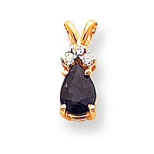 1 Carat 14K Gold 7x5mm Pear Sapphire Diamond pendant