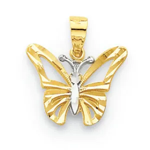 10K Gold & Rhodium Butterfly Pendant