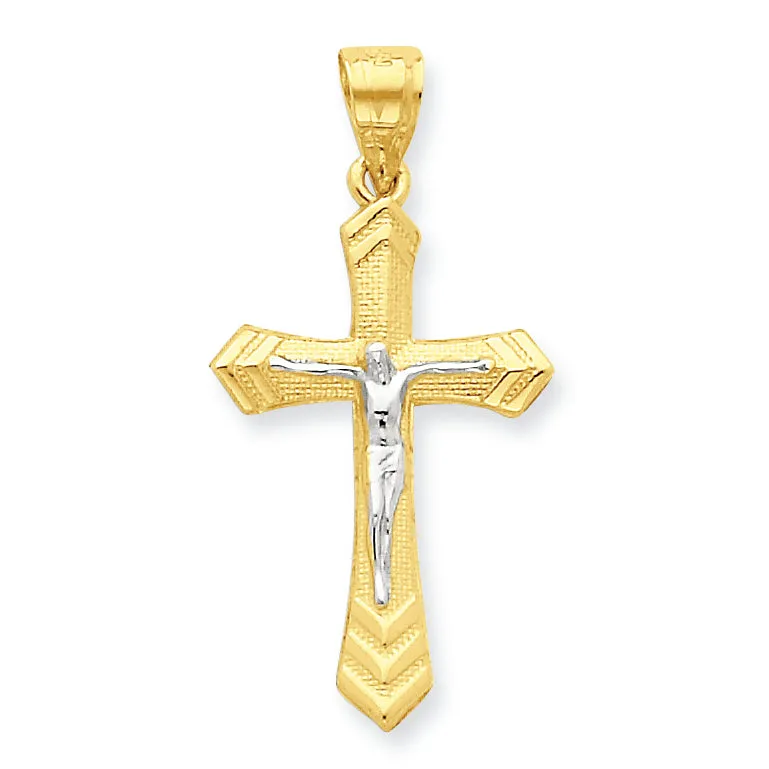 10K Gold & Rhodium Passion Crucifix Pendant