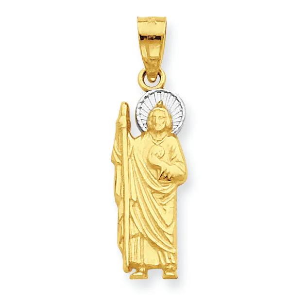 10K Gold & Rhodium Saint Jude Charm