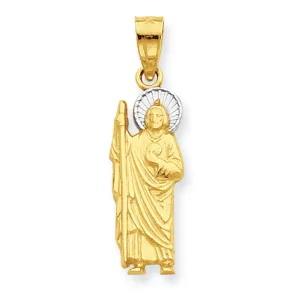 10K Gold & Rhodium Saint Jude Charm
