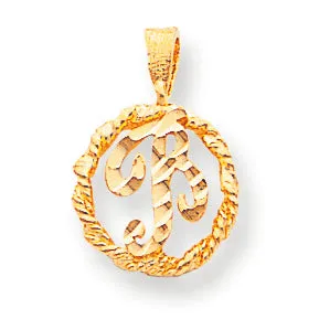 10K Gold Diamond-cut Circle with Initial B Inside Charm