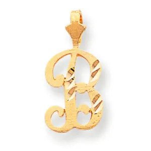 10K Gold Diamond-cut Grooved Initial B Charm
