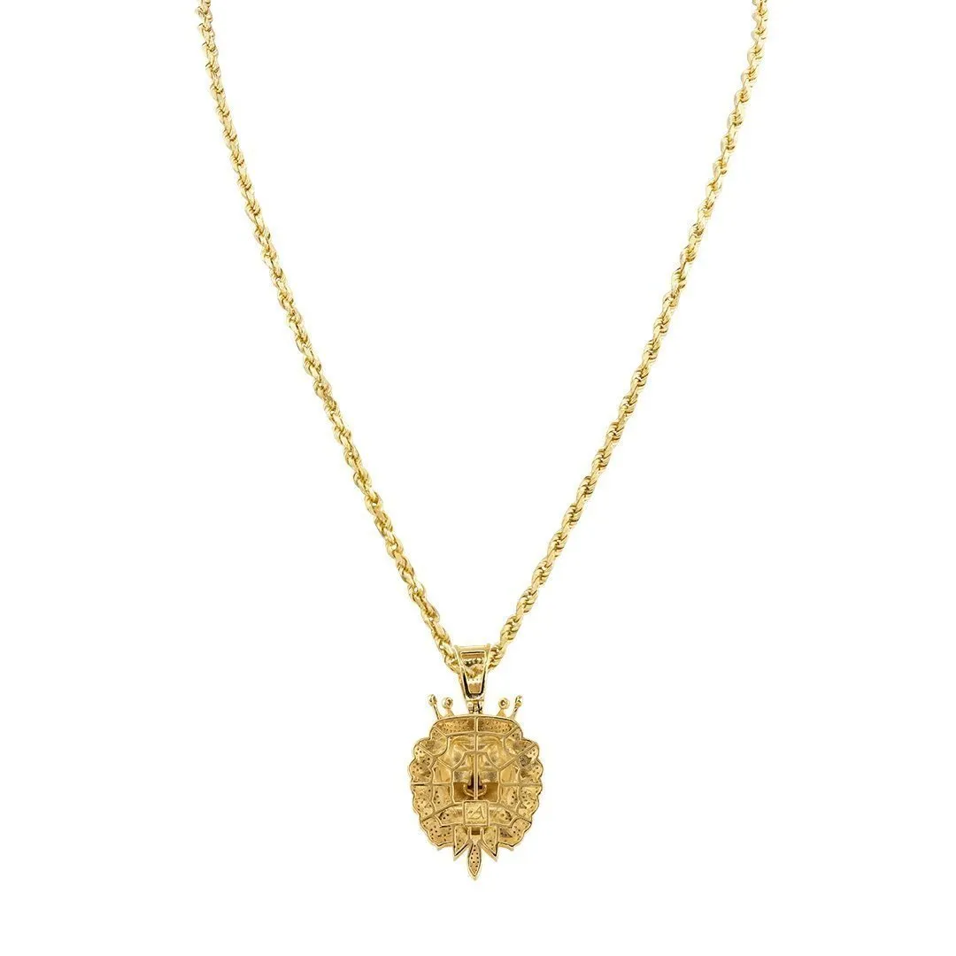 10k Yellow Gold Diamond Lion Head Pendant 1.01 Ctw