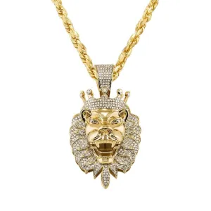 10k Yellow Gold Diamond Lion Head Pendant 1.01 Ctw