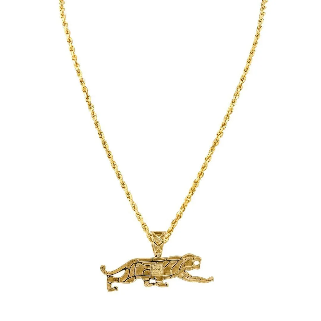 10k Yellow Gold Diamond Panther Pendant 0.97 Ctw
