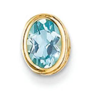 1.1 Carat 14K Gold 7x5mm Oval Blue Topaz bezel pendant