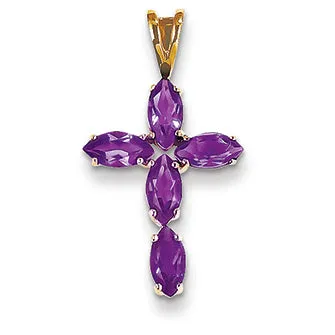 1.1 Carat 14K Gold Amethyst Cross Pendant