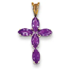 1.1 Carat 14K Gold Amethyst Cross Pendant