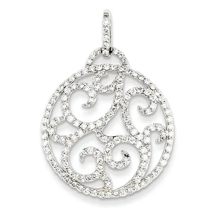 1.1 Carat 14K White Gold Fancy Diamond Pendant