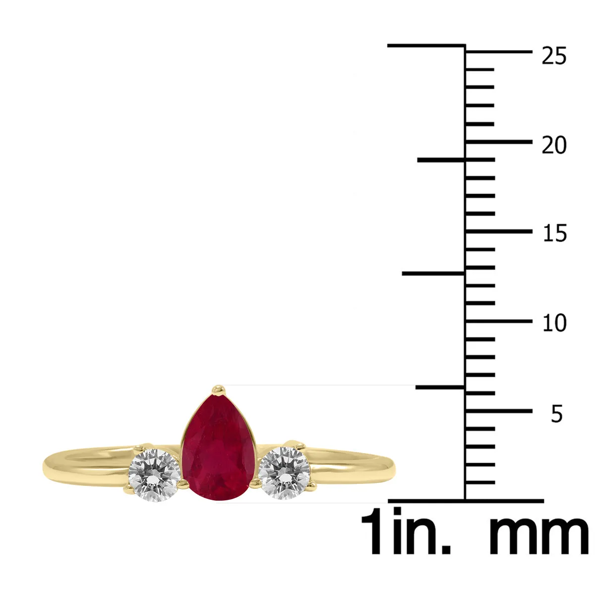 1/2 Carat Tw Pear Shape Ruby And Diamond Ring In 10K Yellow Gold