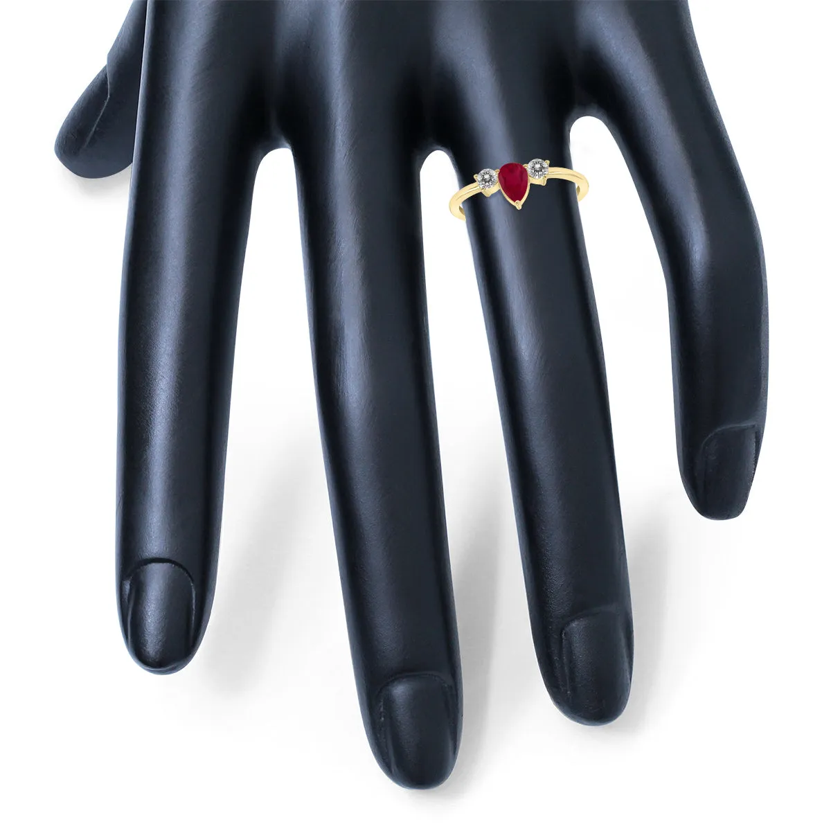 1/2 Carat Tw Pear Shape Ruby And Diamond Ring In 10K Yellow Gold