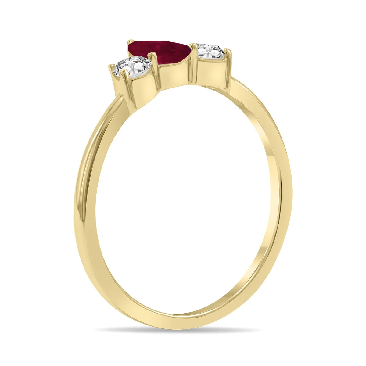 1/2 Carat Tw Pear Shape Ruby And Diamond Ring In 10K Yellow Gold