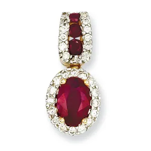 1.4 Carat 14K Gold Diamond & Ruby Pendant