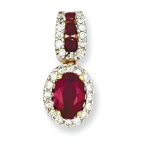 1.4 Carat 14K Gold Diamond & Ruby Pendant