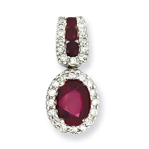 1.4 Carat 14K White Gold Diamond & Ruby Pendant
