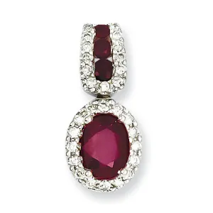 1.4 Carat 14K White Gold Diamond & Ruby Pendant
